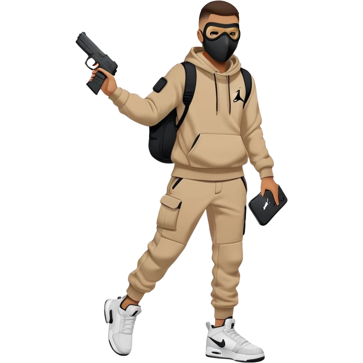 Gangsta, nike tech fleece, air jordan, mask, glock emoji