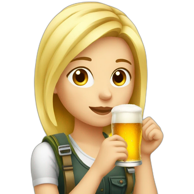 blonde girl drinking beer emoji