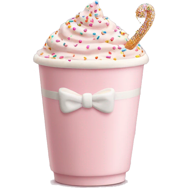 Light pink latte with sprinkles tied with a bow emoji