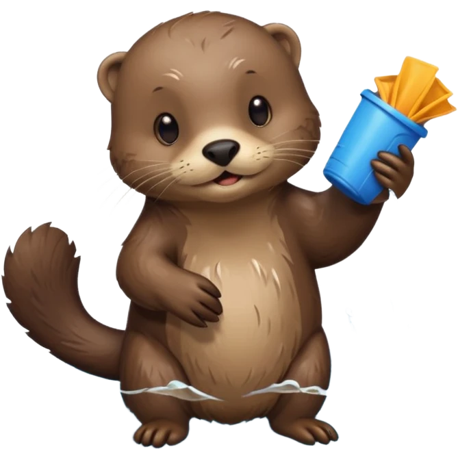 an otter picking up trash emoji