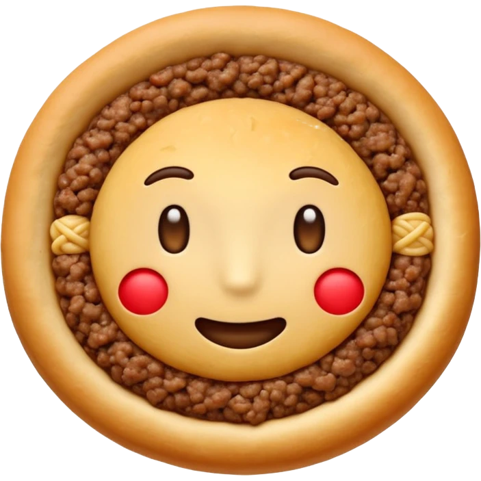 top view of golden dough meat esfirra with visible ground beef filling, emoji style emoji