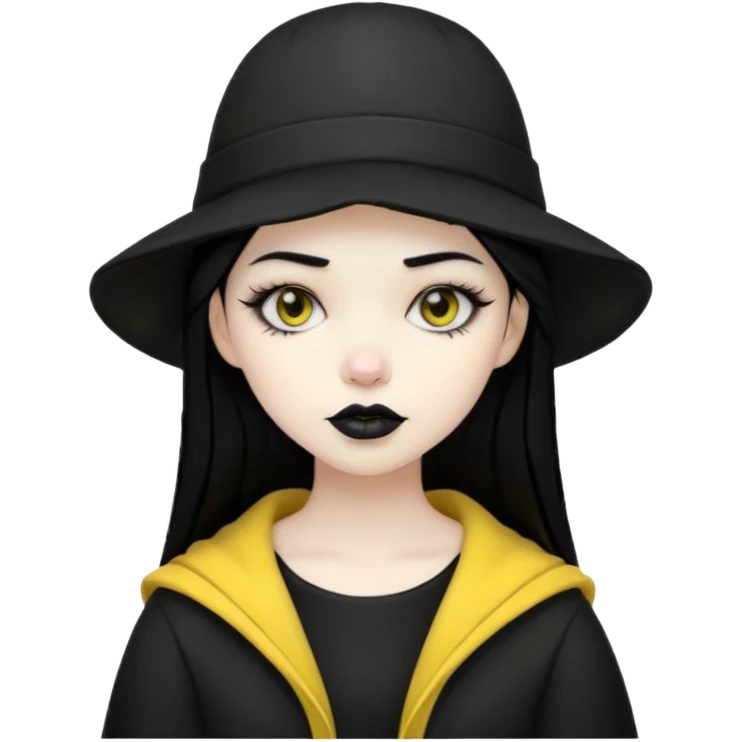 black gothic girl yellow hat emoji