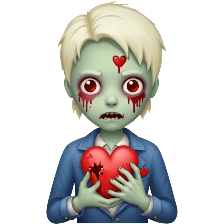 Cute zombie holding heart emoji