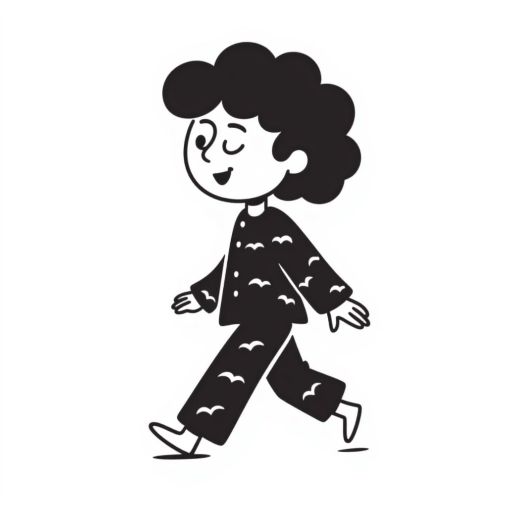 girl walking in pajamas emoji
