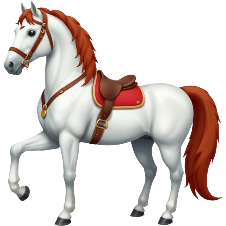 Christmas white horse with red saddle a full-length  emoji