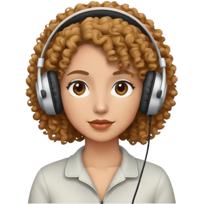 Mujer con rizos y audífonos  emoji