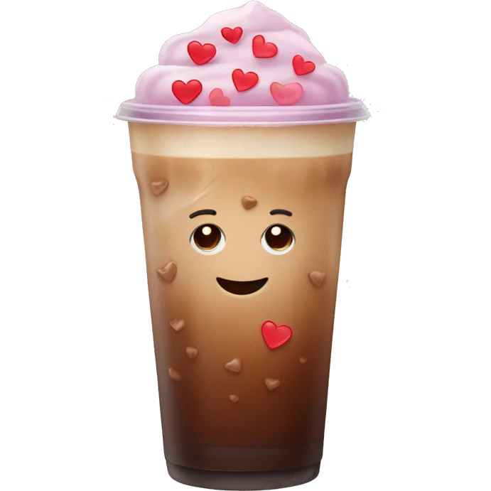 Ice coffee with hearts emoji