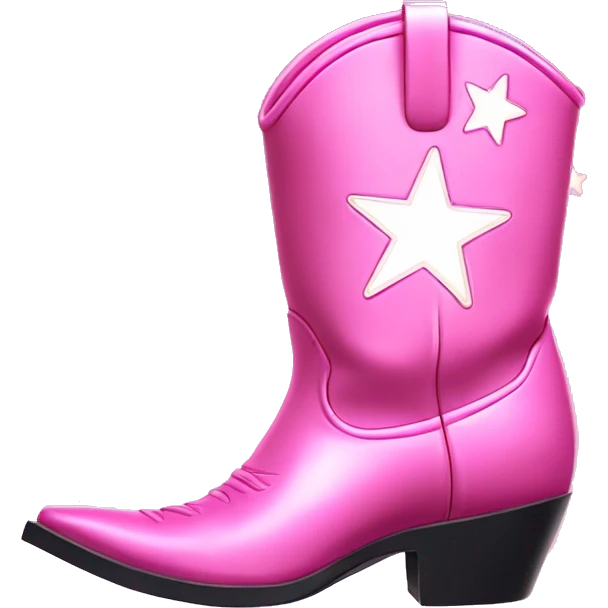 Pink cowboy boots with stars iridescent two boots emoji