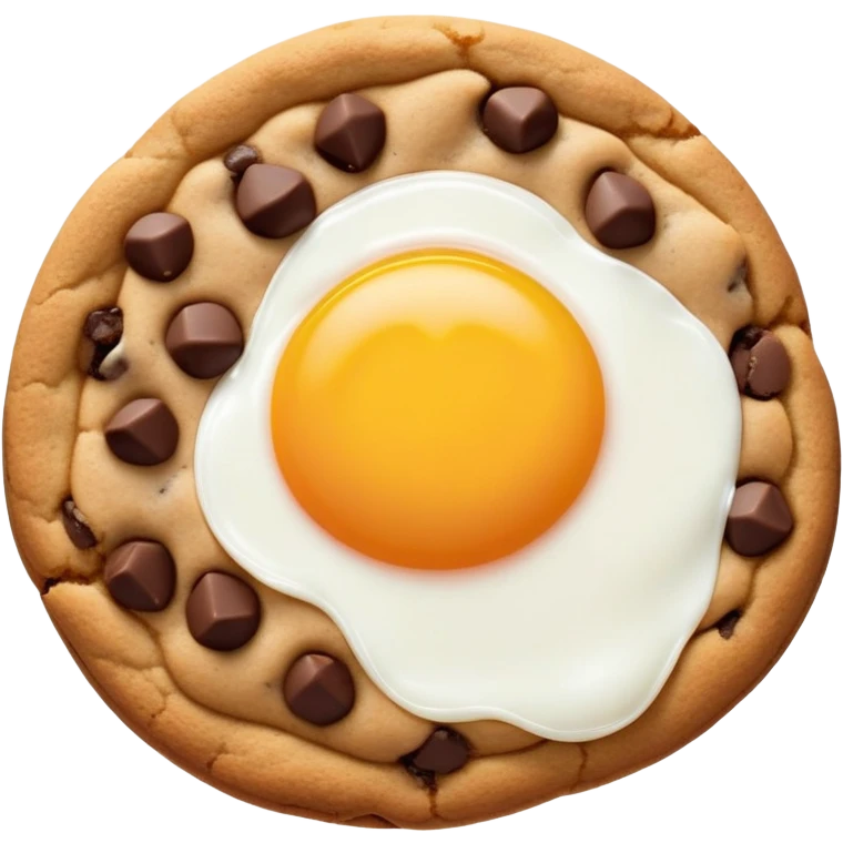 chocolate chip cookie with a sunny side up egg on top emoji