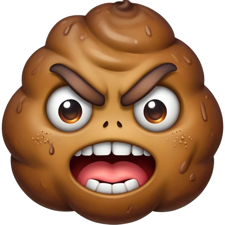 angry poop emoji with gritted teeth emoji