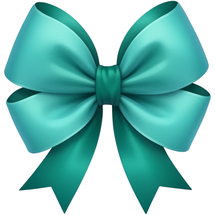 Bow in light blue and dark green colors emoji
