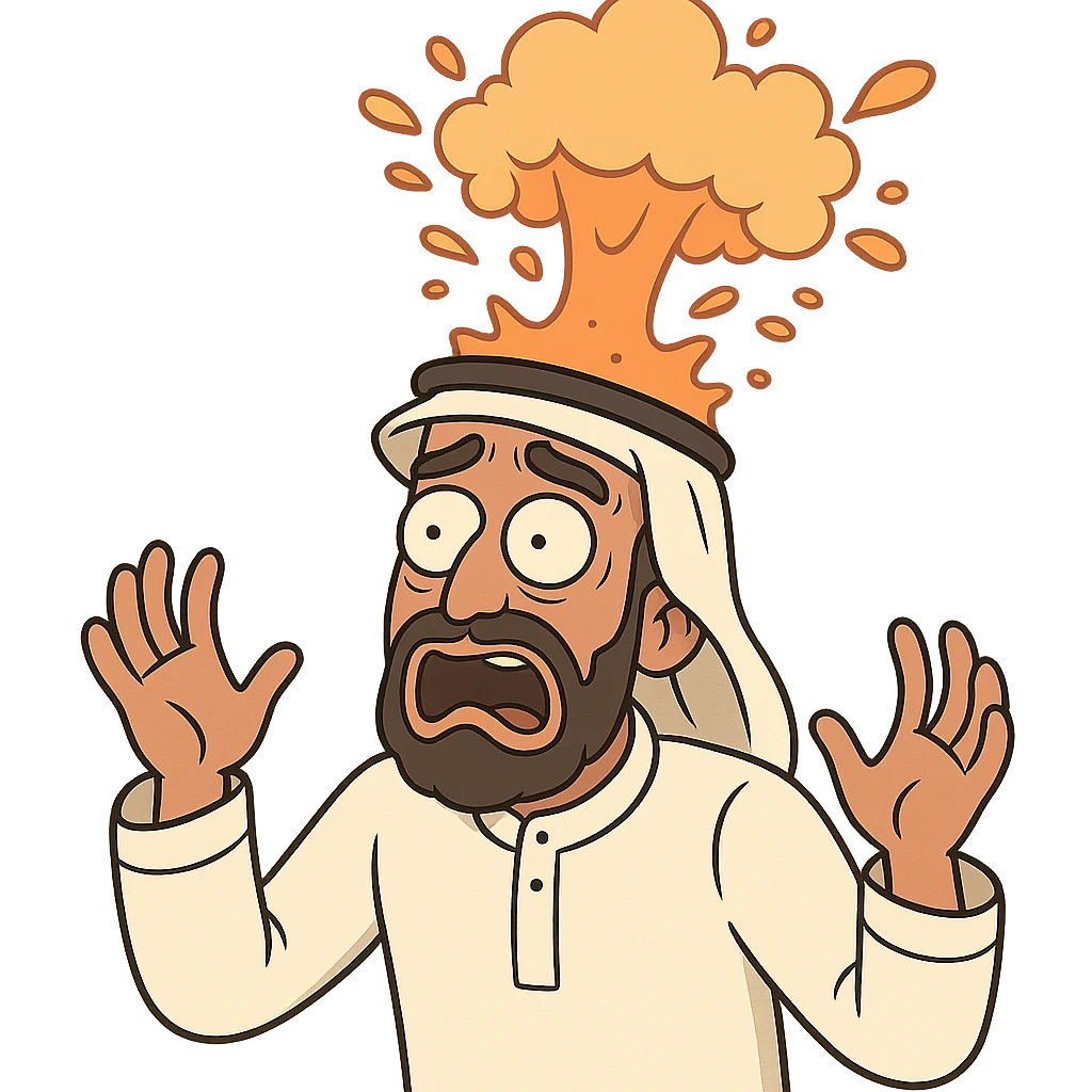 árabe sorprendido con la cabeza explotando emoji