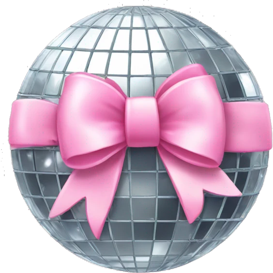 Disco ball with light pink bow emoji