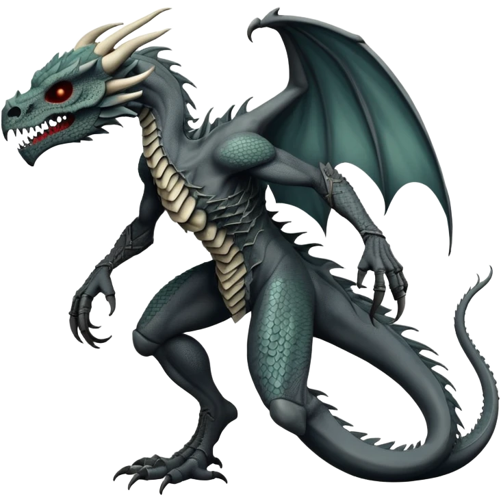 Dragon with a dragon-cadaver-skull-mask (full body) emoji
