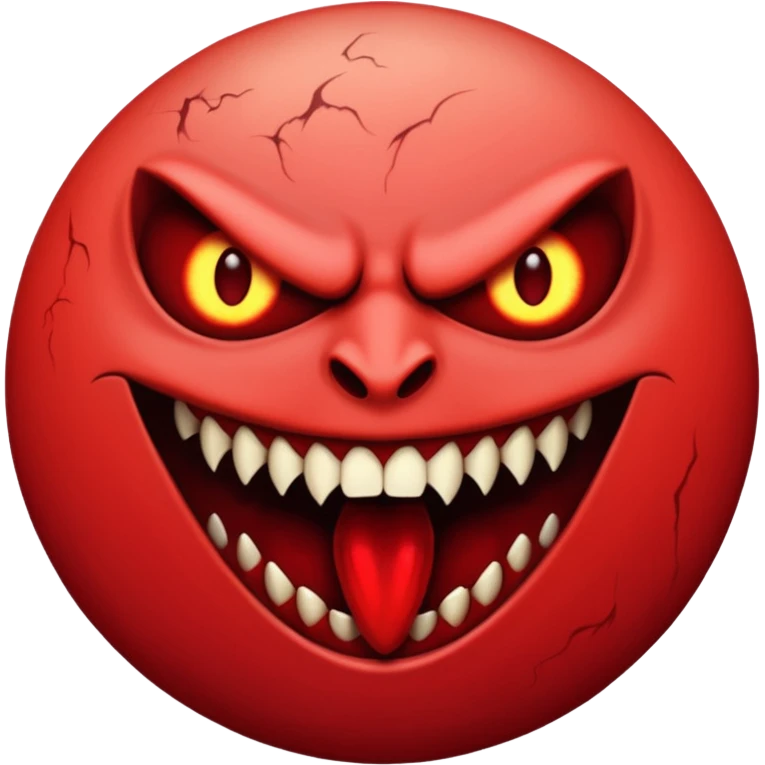 red moon with vampire fangs emoji