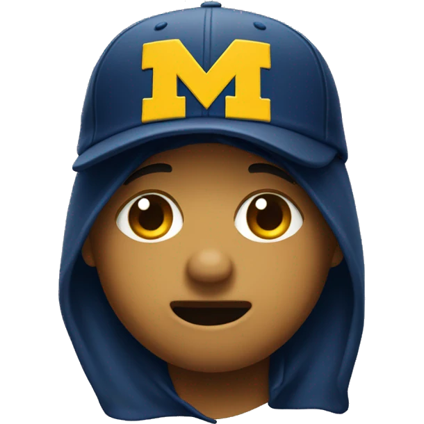 Crying face emoji wearing University of Michigan hat emoji