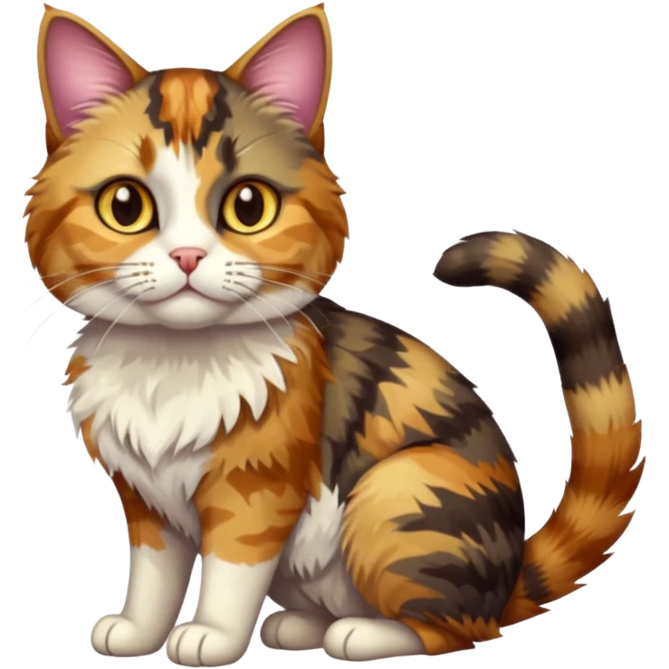 full body colourful light patched calico tabby cat with hazel eyes emoji