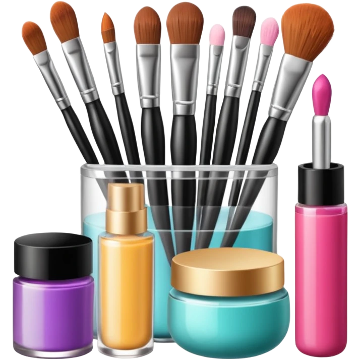 Makeup tools and products standing emoji