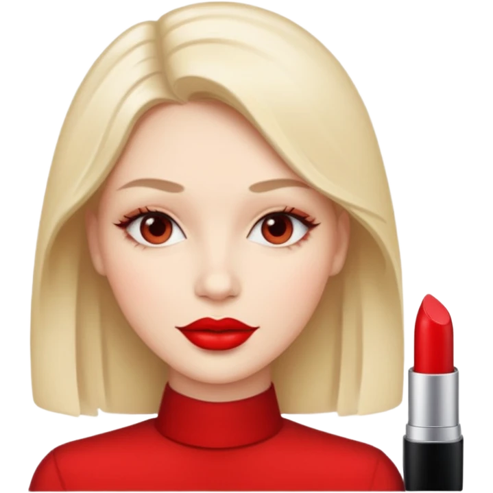female communications operator with red lipstick emoji