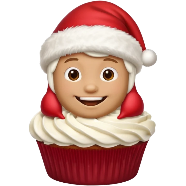 cupcake with a smile and a santa hat emoji