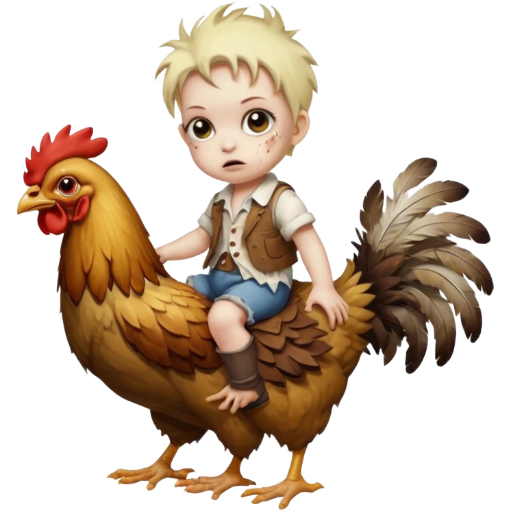 A baby zombie riding a chicken emoji