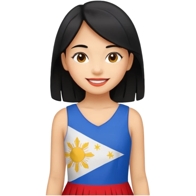 girl with black hair smile with Filipino colors emoji