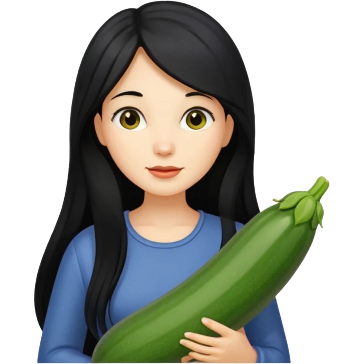 peppermint with long hair carrying a zucchini emoji