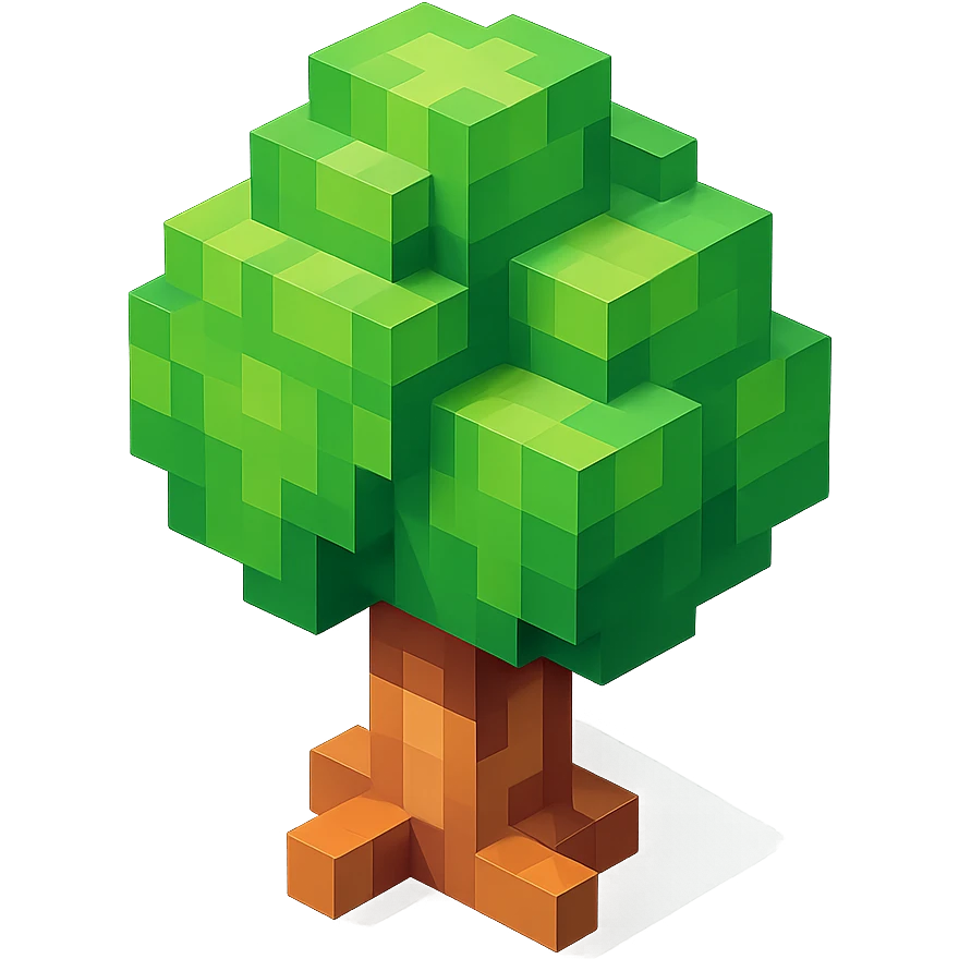 voxel style tree with green leaves emoji
