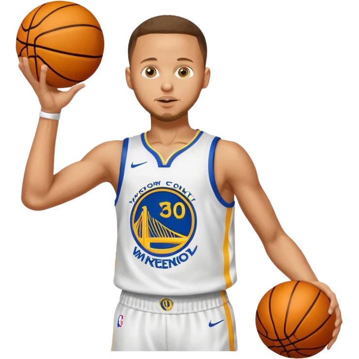 Stephen Curry shooting a basketball of money emoji