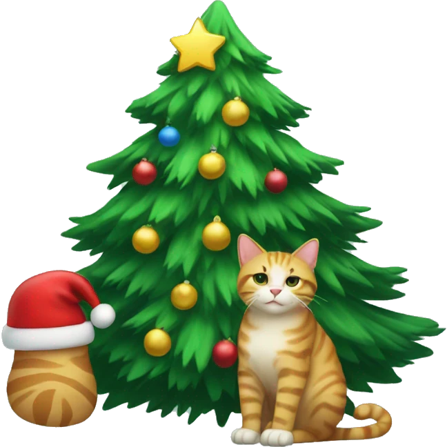 Christmas tree and cat  emoji