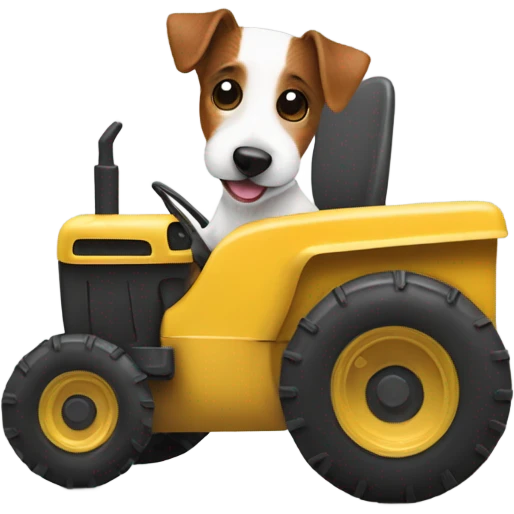 Jack Russell terrier riding a tractor emoji
