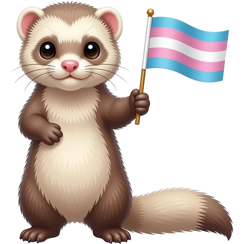Ferret holding transgender flag emoji