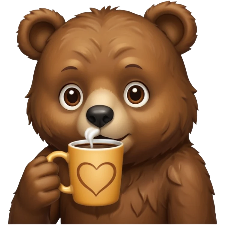 Bear drink coffee emoji