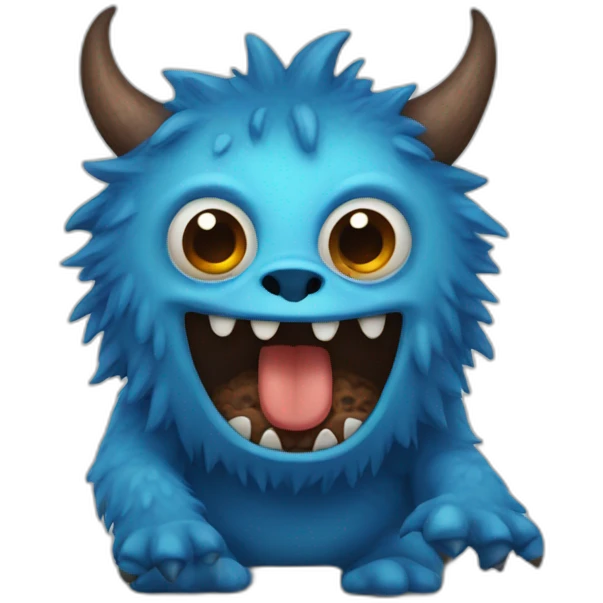 Blue brown monster emoji