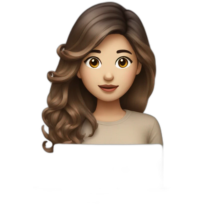 brown balayage Hair korean girl with macbook emoji
