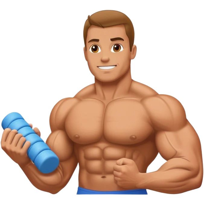 bodybuilder using foam roller emoji