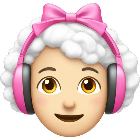 White earmuffs with pink bows  emoji