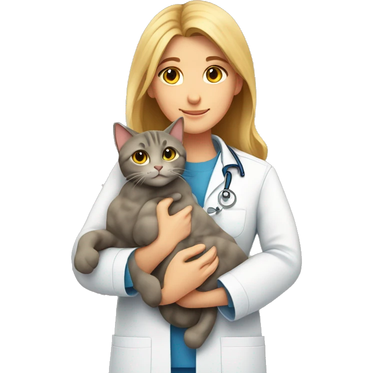 cat cuddles veterinarian girl emoji
