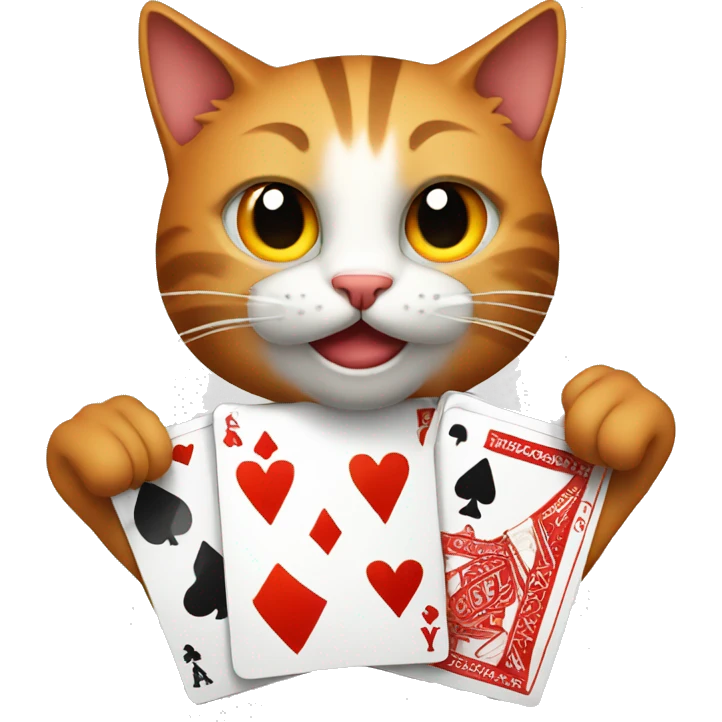 Cat playing poker orange emoji