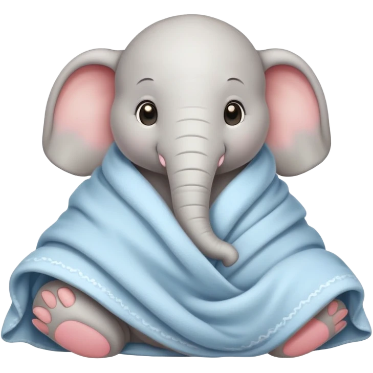 baby white elephant cozy in blanket emoji