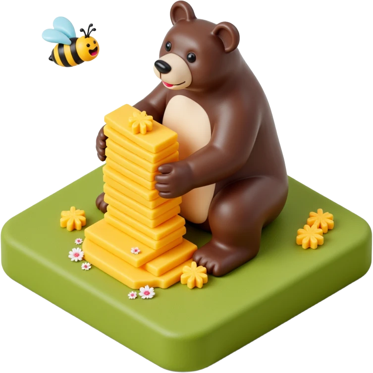 bear eating honeycomb with bees flying around emoji