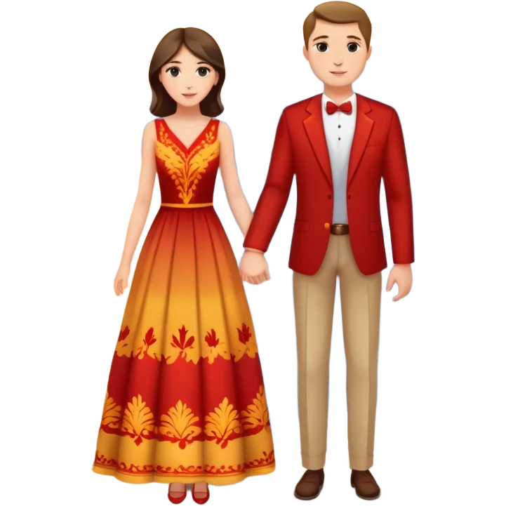 Elegant girl with a beautiful dress and man together in Montenegro sunset holding hands  emoji