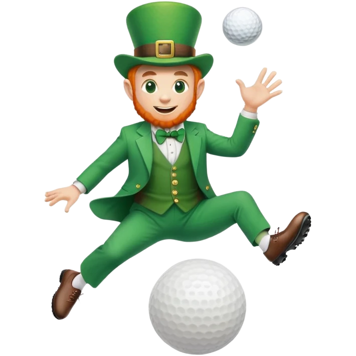 A leprechaun riding a golf ball through the air emoji