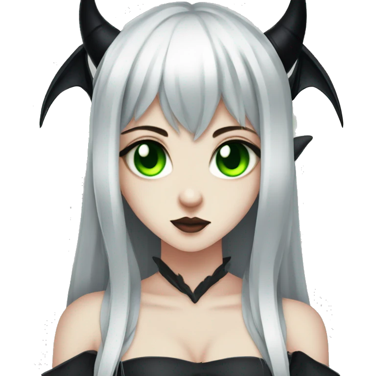 Gothic succubus girl with green eyes anime style  emoji