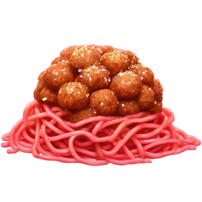 Hot pink spaghetti and meatballs with glitter  emoji