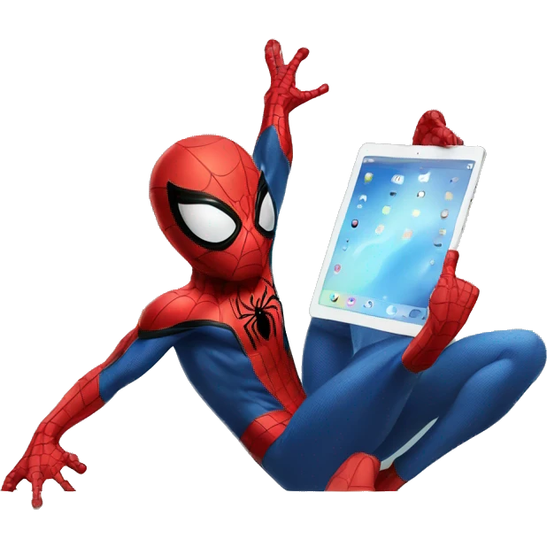 Spider-Man playing on a tablet emoji