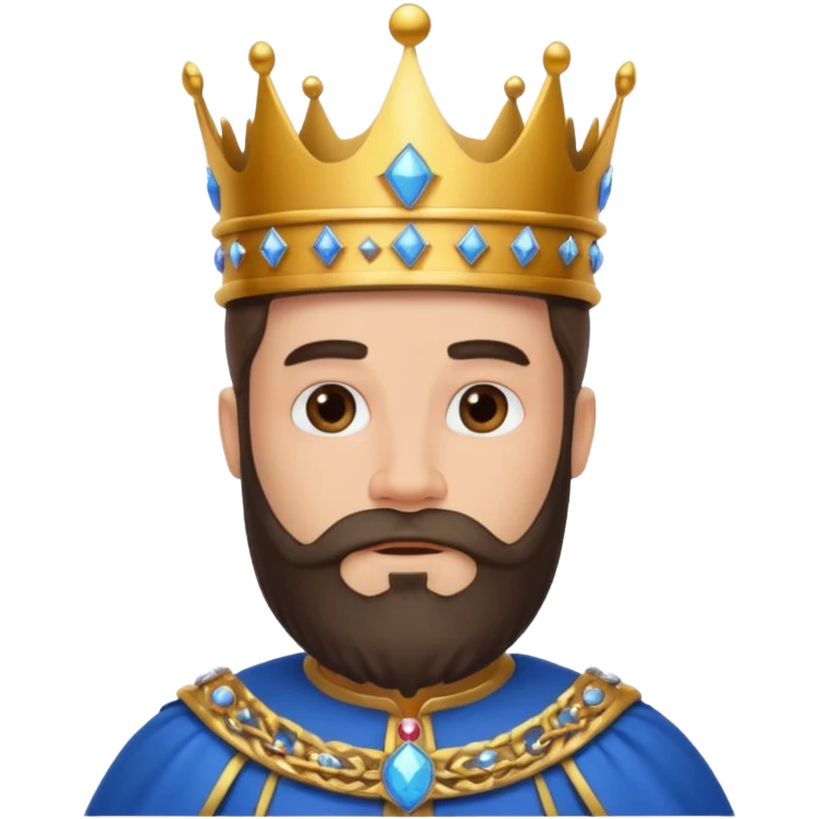 bearded king with crown and blue outfit emoji
