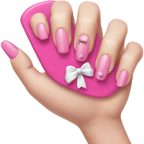 pink nails with bow emoji