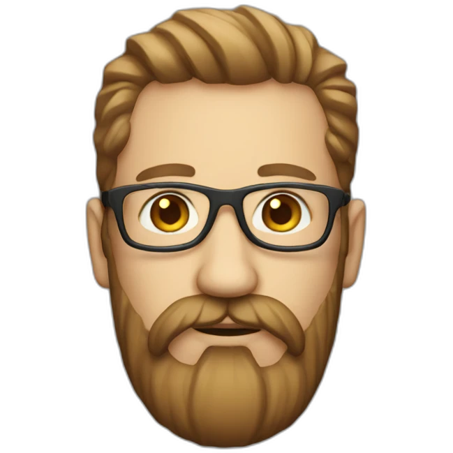 Middle aged hipster no hat with beard emoji