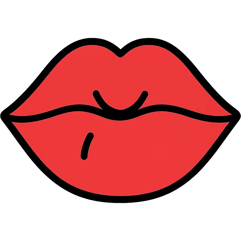 A stylized red lipstick kiss mark emoji